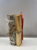 Atado de Salvia, vela de canela y palo santo