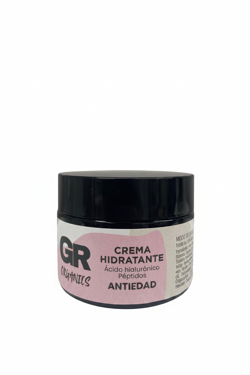 Crema facial hidratante Antiedad - GR ORGANICS con fondo blanco
