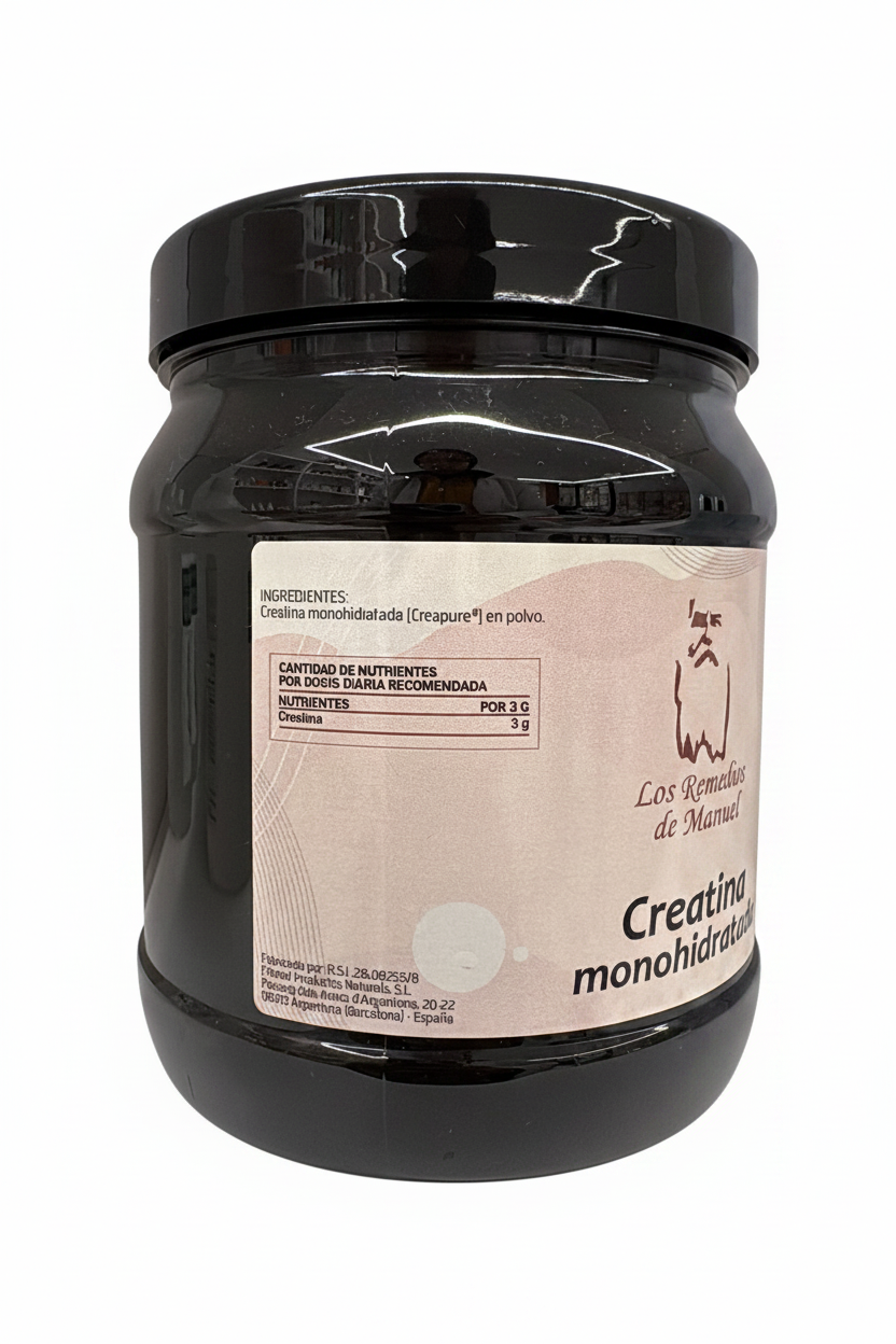 Creatina monohidratada - LRM con fondo blanco liso sin sombras