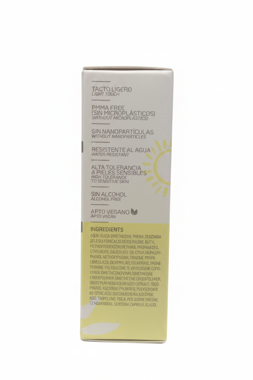 Fluido Facial Solar FPS 50 con fondo blanco