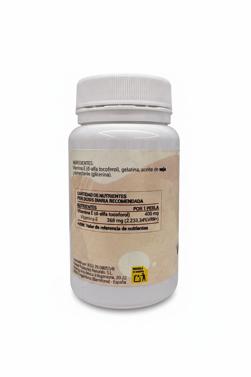 Vitamina E (Capsulas) - LRM con fondo blanco liso sin sombras