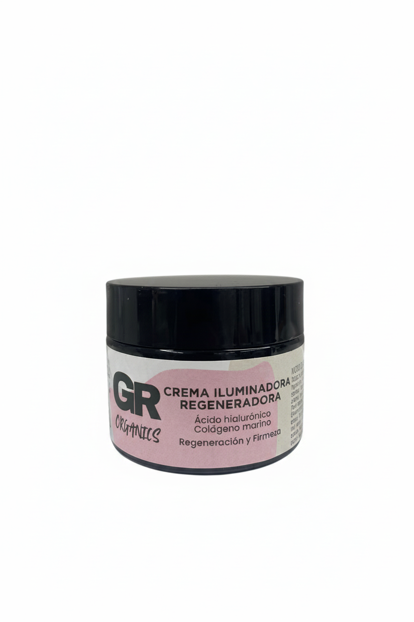 Crema facial iluminadora regeneradora - GR ORGANICS con fondo blanco