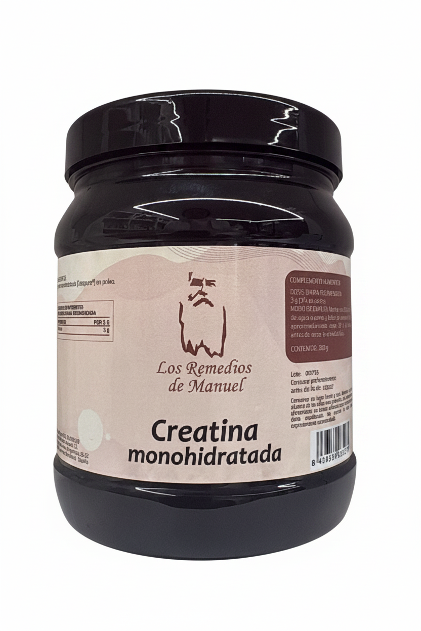 Creatina monohidratada - LRM con fondo blanco liso sin sombras