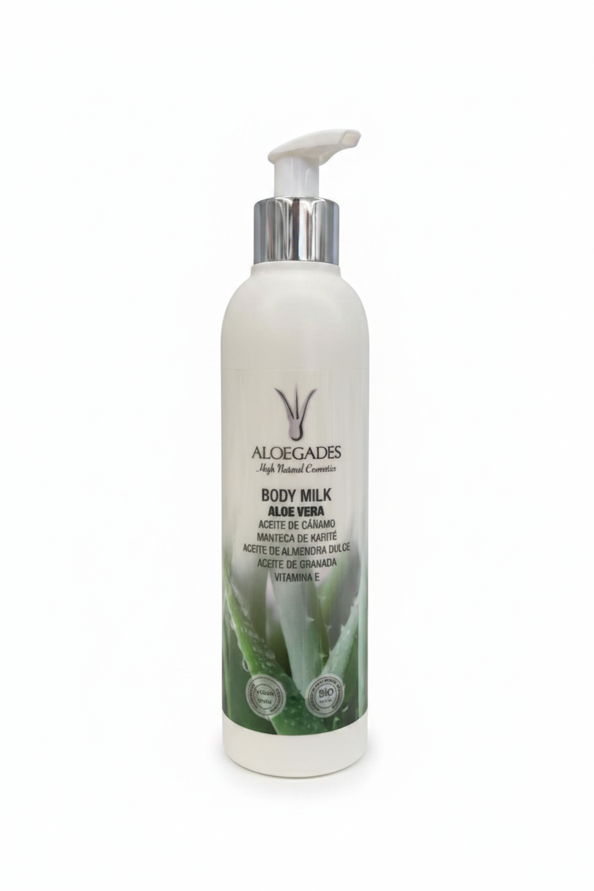 Body Milk aloe vera con fondo blanco
