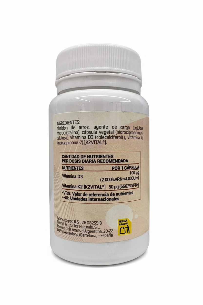 Vitamina D3+K2 - LRM con fondo blanco liso sin sombras